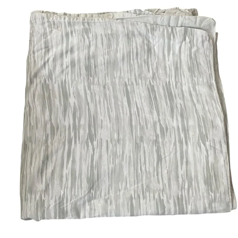DKNY Full/Queen Duvet‎ Cover Light Gray White Neutral 100% Cotton Buttons 88x92